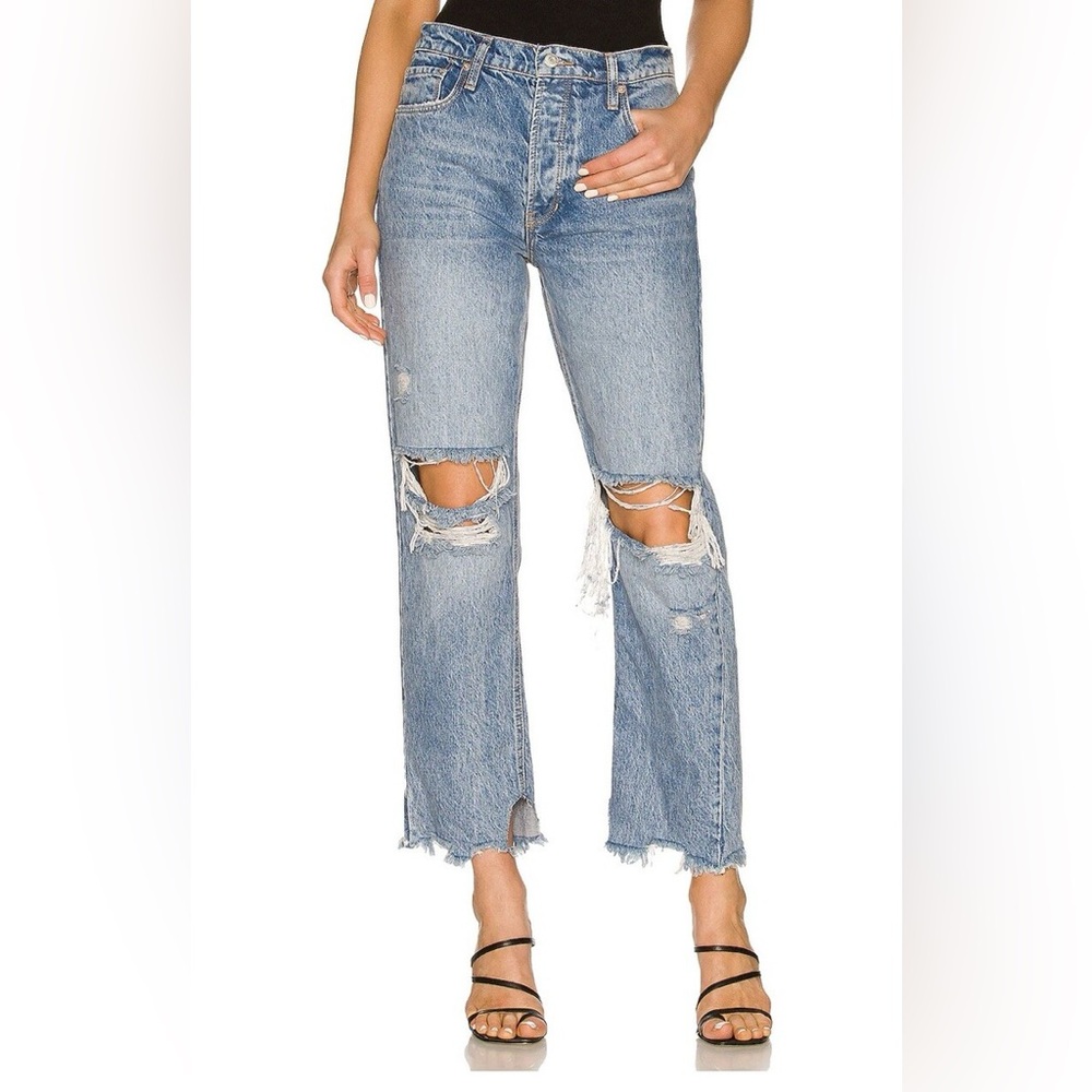 Free People Light Blue Distressed Flare Jeans - Picture 4 of 4